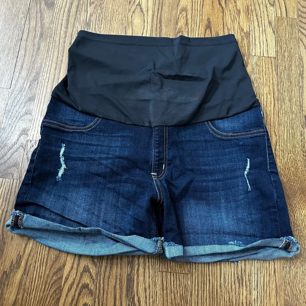 JUST BLACK Romeo Maternity Frayed Cuff Denim Shorts, size 31